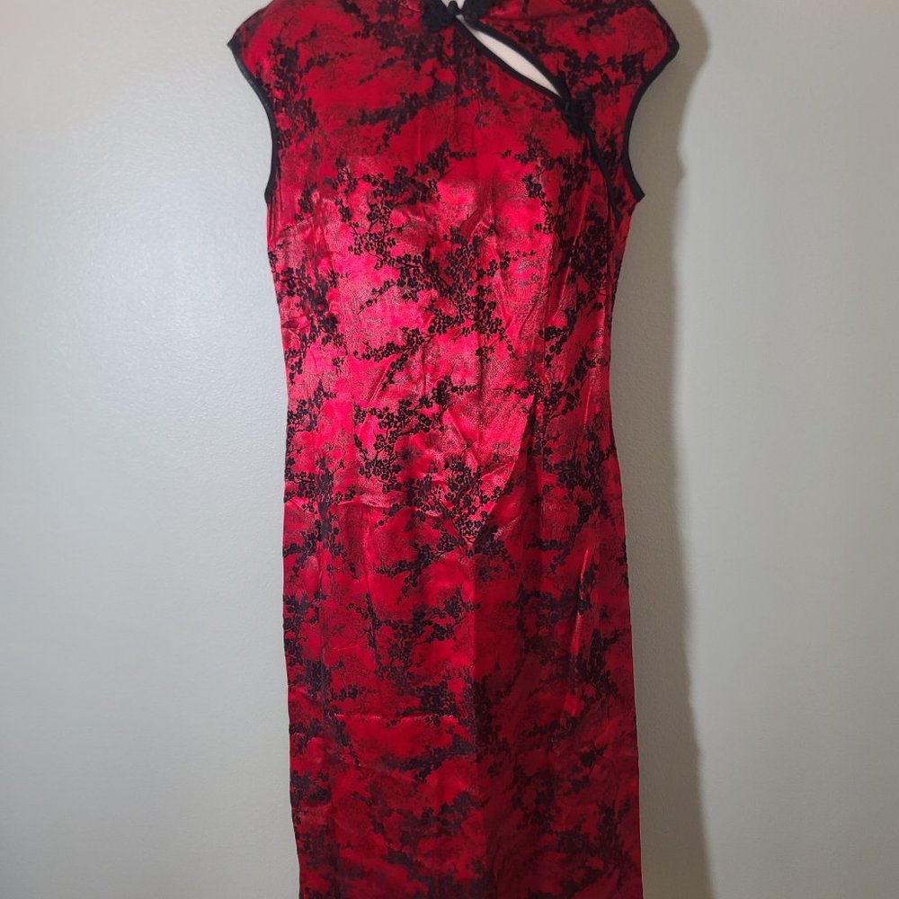 Rare Vintage Morbid Threads Red & Black Satin Flo… - image 3